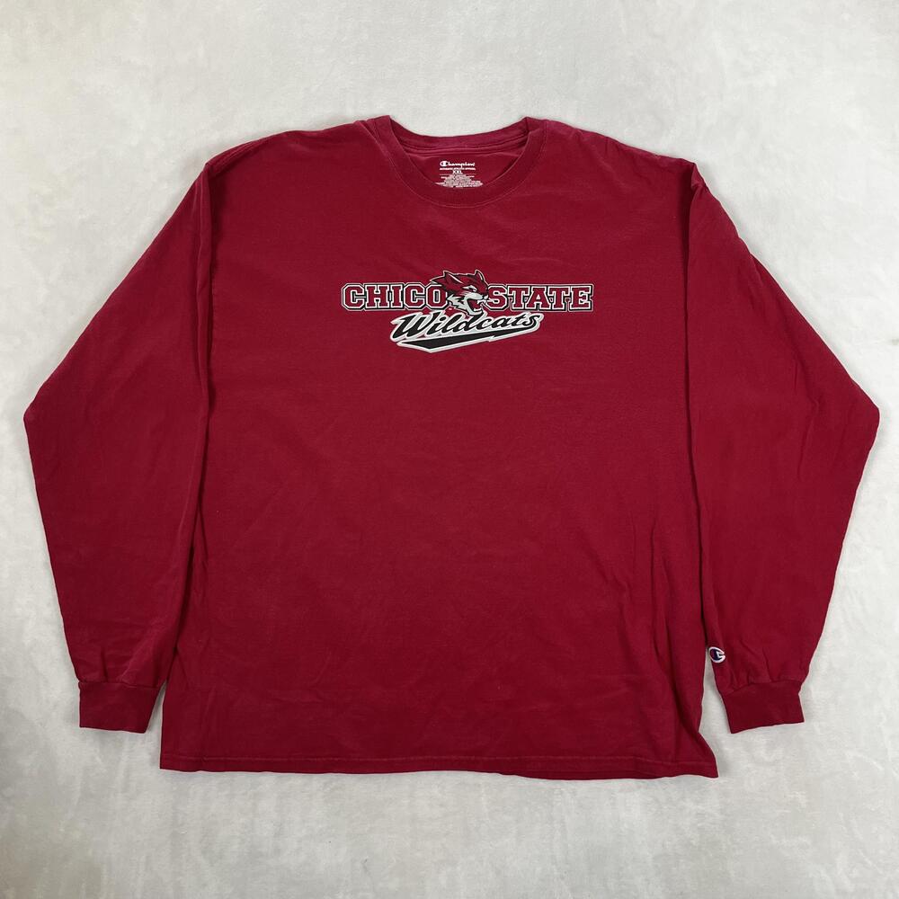 Chico State Wildcats Long Sleeve Shirt Mens 2XL Red NCAA College Champion Y2K